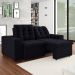 Sofá 3 Lugares Retrátil e Reclinável Giorno Suede Preto 200 cm