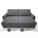 Sofá 3 Lugares Retrátil e Reclinável Goya com USB Linho Grafite 200 cm