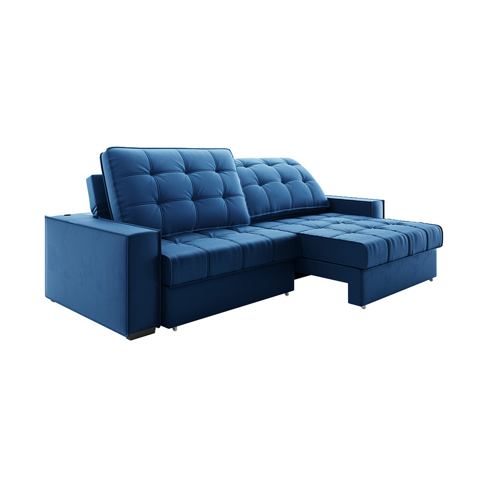 Sofá 3 Lugares Retrátil e Reclinável Goya com USB Veludo Marinho 280 cm