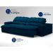 Sofá 3 Lugares Retrátil e Reclinável Helen com USB e Porta-Copos Veludo Azul Marinho 210 cm