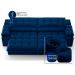 Sofá 3 Lugares Retrátil e Reclinável Helen com USB e Porta-Copos Veludo Azul Marinho 210 cm