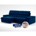 Sofá 3 Lugares Retrátil e Reclinável Helen com USB e Porta-Copos Veludo Azul Marinho 230 cm
