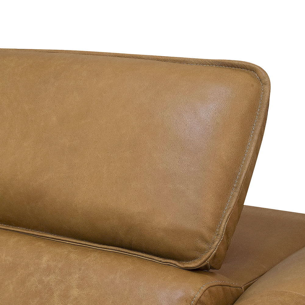 Sofá 3 Lugares Retrátil e Reclinável Lucca Molas Ensacadas Couro Marrom Claro 240 cm