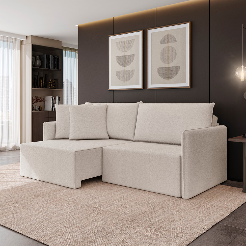 Sofá 3 Lugares Retrátil e Reclinável Malta Linho Cru 200 cm