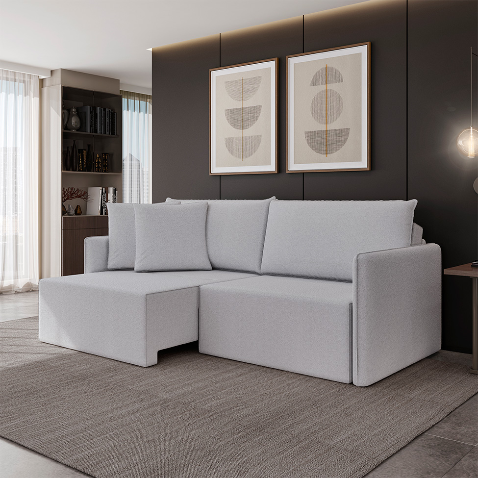 Sofá 3 Lugares Retrátil e Reclinável Malta Linho Prata 180 cm