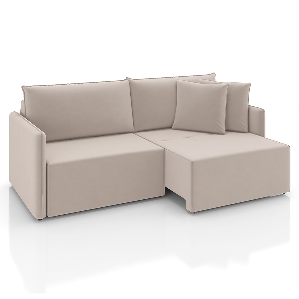 Sofá 3 Lugares Retrátil e Reclinável Malta Veludo Creme 180 cm