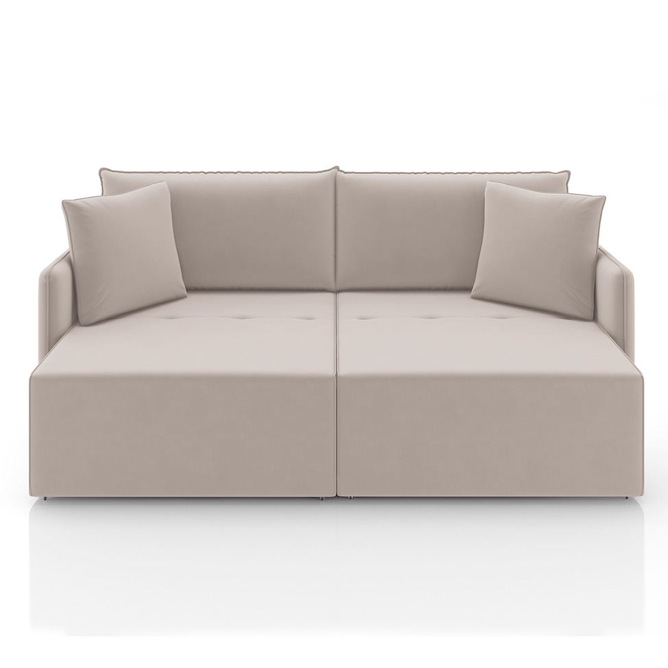 Sofá 3 Lugares Retrátil e Reclinável Malta Veludo Creme 180 cm