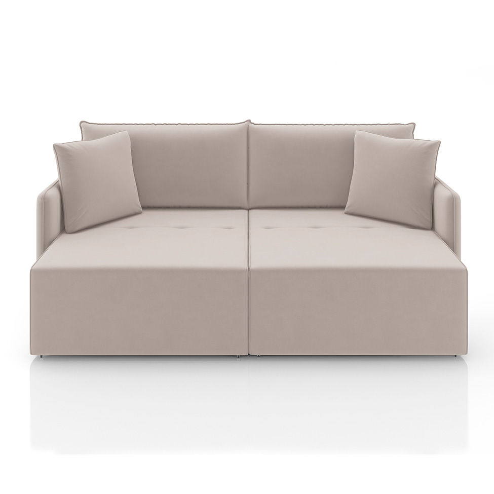 Sofá 3 Lugares Retrátil e Reclinável Malta Veludo Creme 200 cm