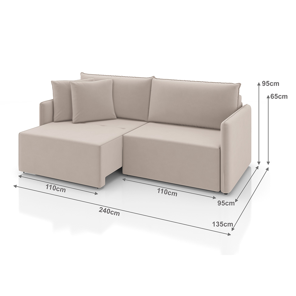 Sofá 3 Lugares Retrátil e Reclinável Malta Veludo Creme 240 cm