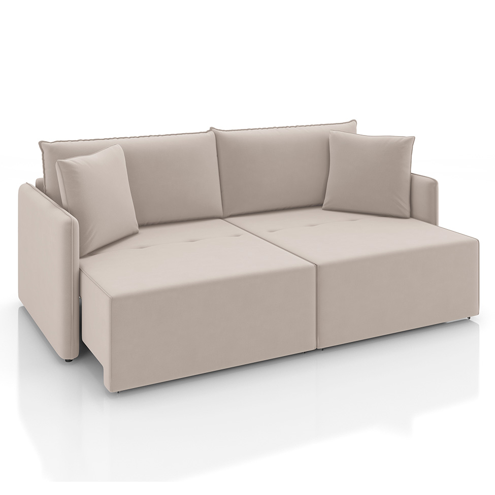 Sofá 3 Lugares Retrátil e Reclinável Malta Veludo Creme 240 cm