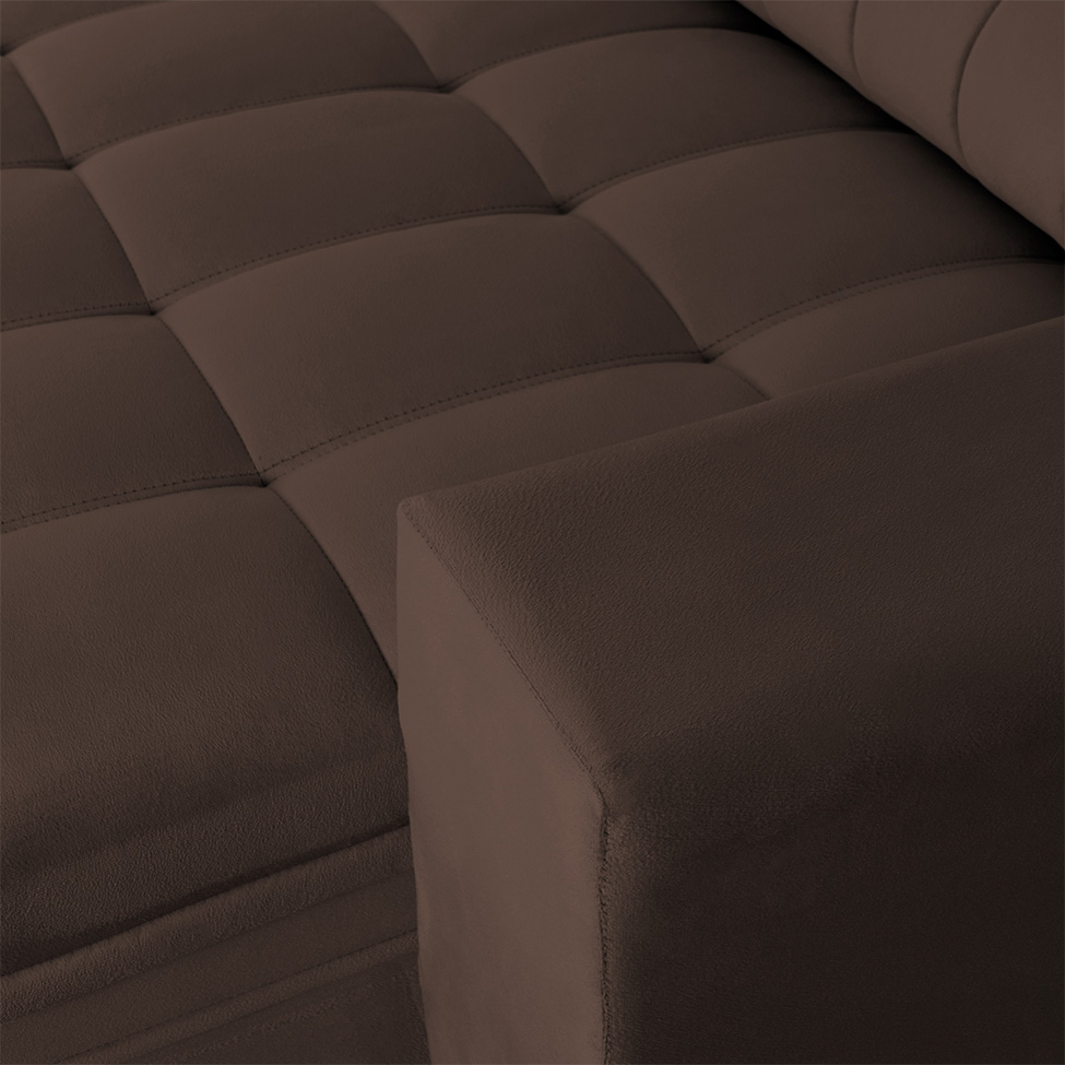 Sofá 3 Lugares Retrátil e Reclinável Mustang Veludo Café 210 cm