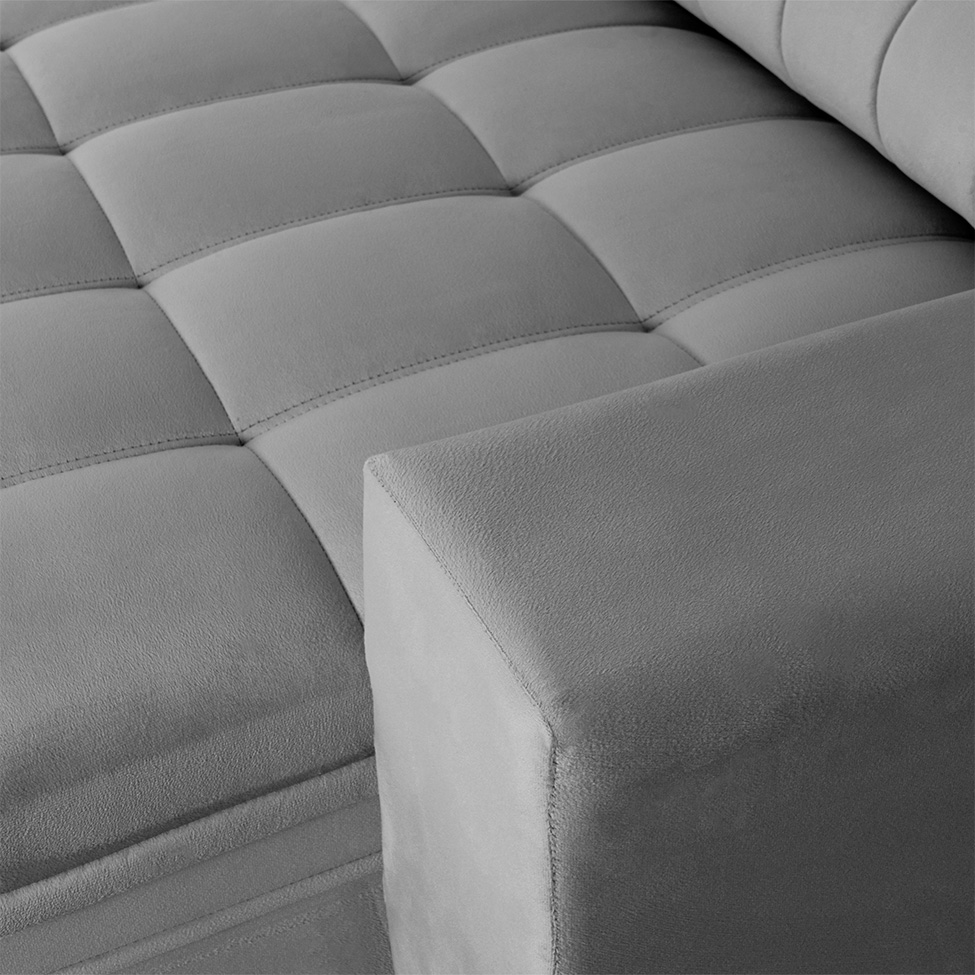 Sofá 3 Lugares Retrátil e Reclinável Mustang Veludo Cinza 230 cm