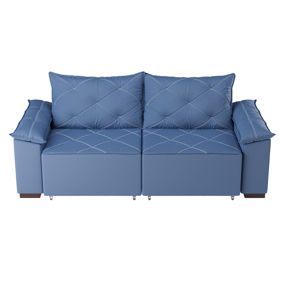Sofá 3 Lugares Retrátil e Reclinável Napoles Suede Azul
