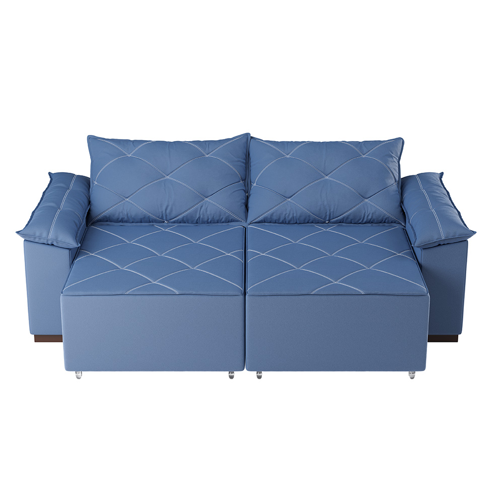 Sofá 3 Lugares Retrátil e Reclinável Napoles Suede Azul