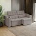 Sofá 3 Lugares Retrátil e Reclinável Otto com Porta-Copos Veludo Cinza Claro
