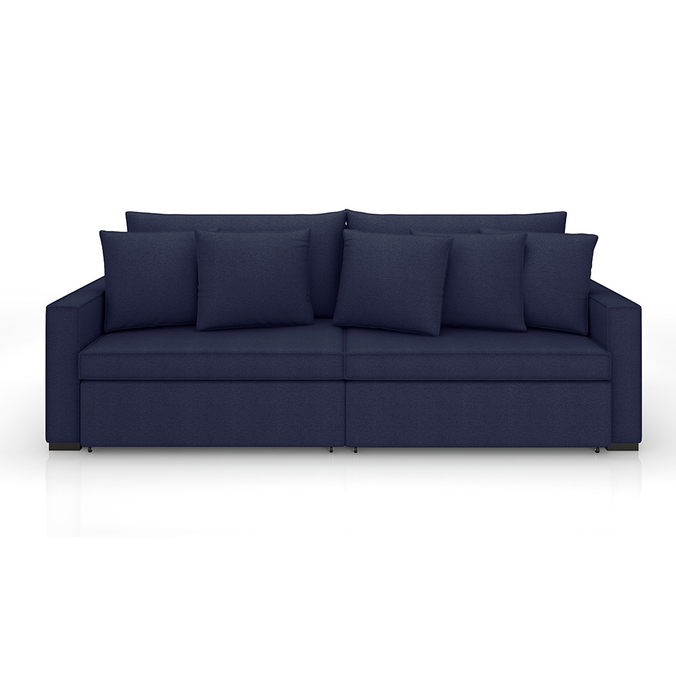 Sofá 3 Lugares Retrátil e Reclinável Rivera Linho Bouclé Azul 205 cm