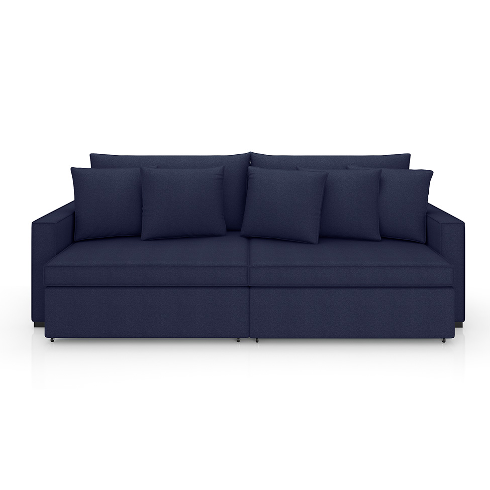 Sofá 3 Lugares Retrátil e Reclinável Rivera Linho Bouclé Azul 205 cm