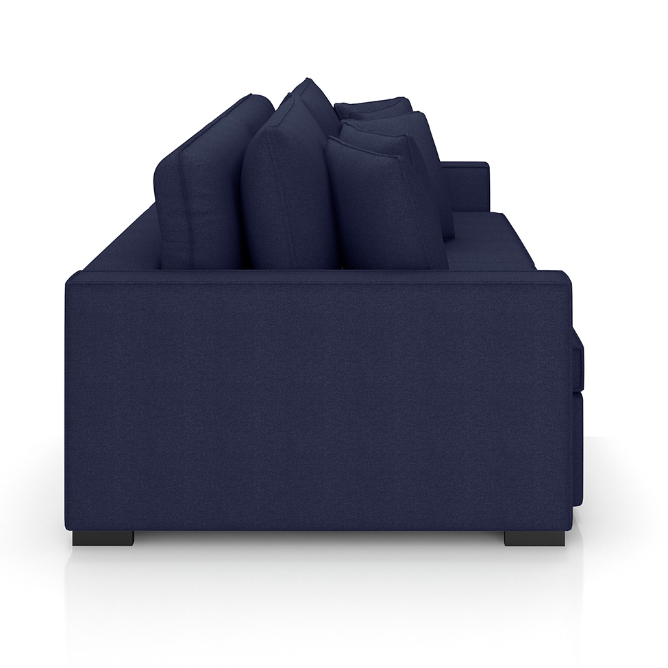 Sofá 3 Lugares Retrátil e Reclinável Rivera Linho Bouclé Azul 225 cm