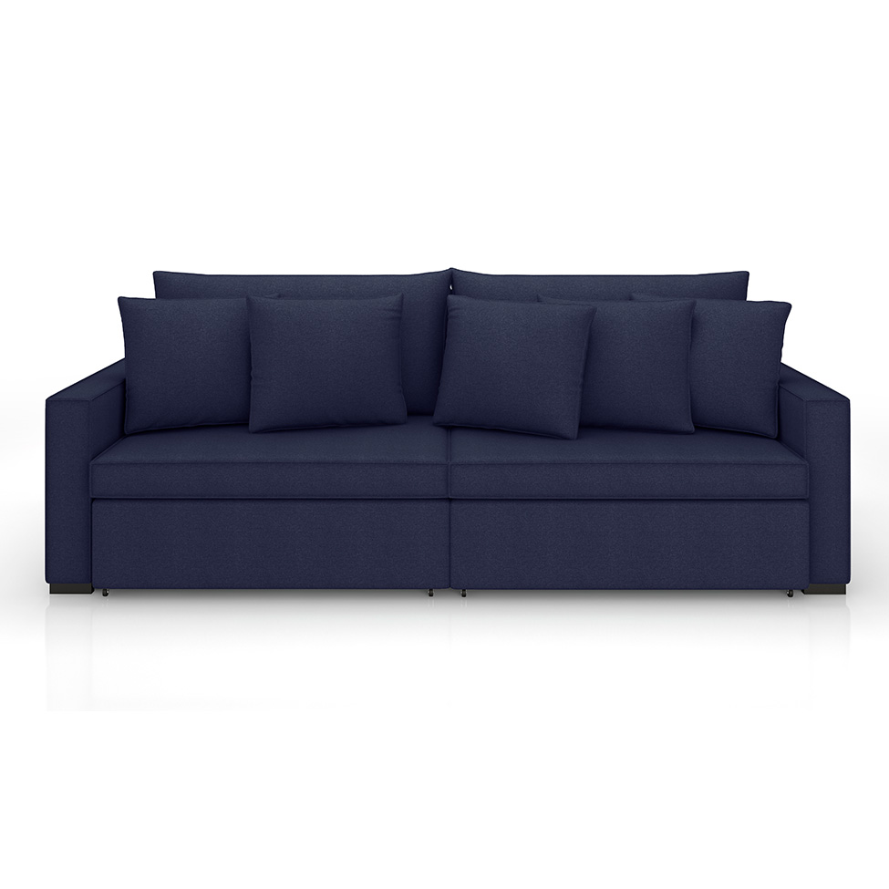 Sofá 3 Lugares Retrátil e Reclinável Rivera Linho Bouclé Azul 225 cm
