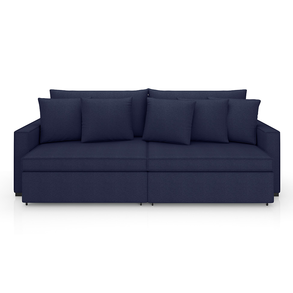 Sofá 3 Lugares Retrátil e Reclinável Rivera Linho Bouclé Azul 225 cm