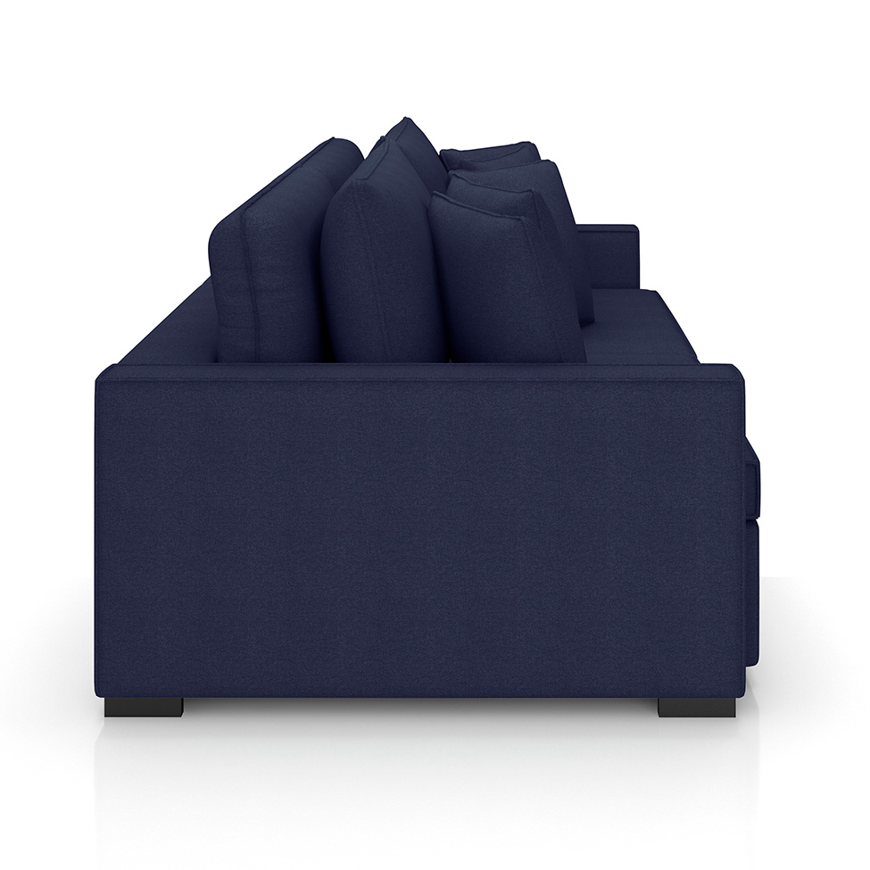 Sofá 3 Lugares Retrátil e Reclinável Rivera Linho Bouclé Azul 245 cm