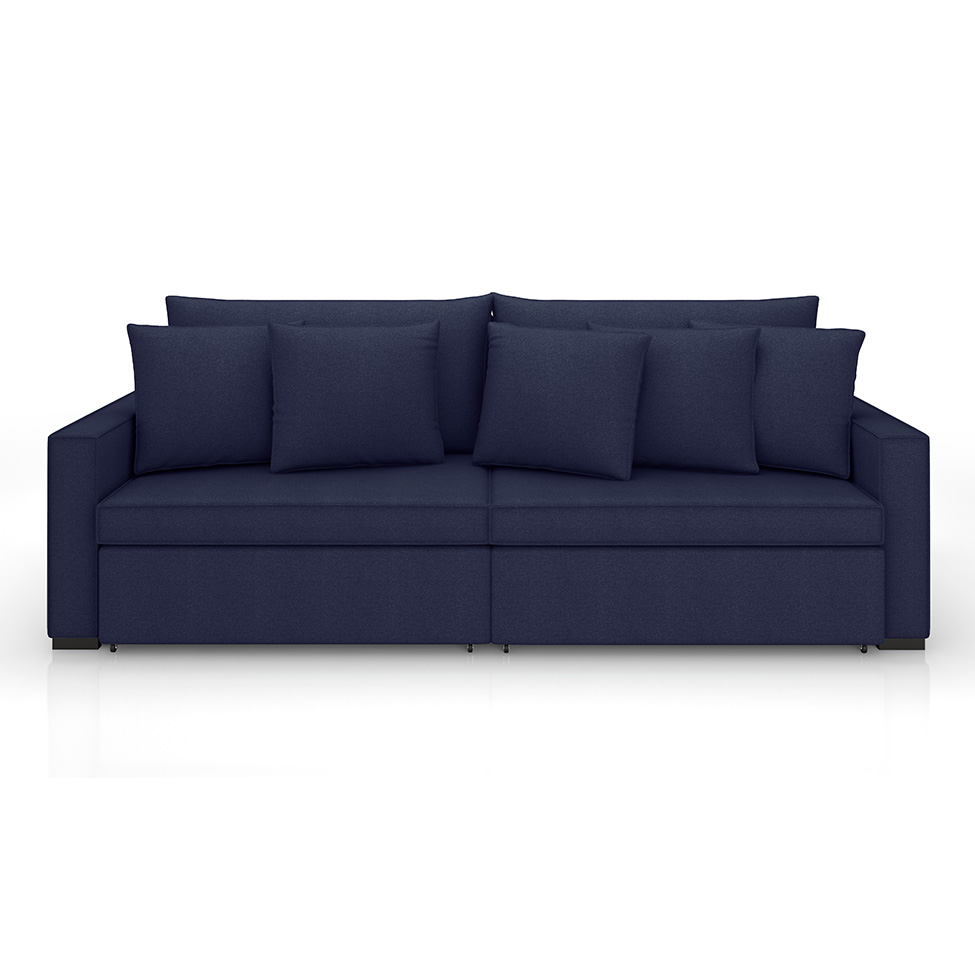 Sofá 3 Lugares Retrátil e Reclinável Rivera Linho Bouclé Azul 245 cm