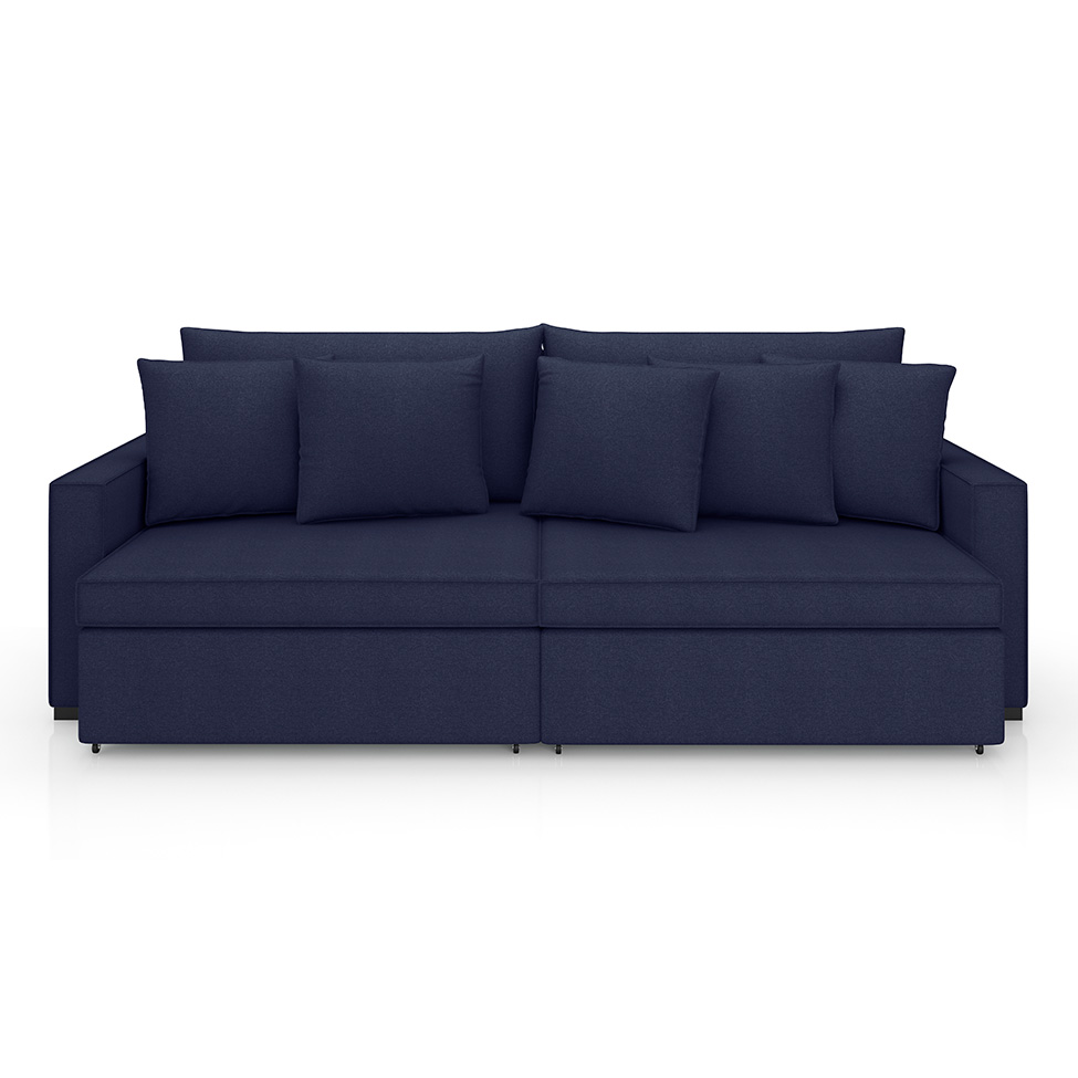 Sofá 3 Lugares Retrátil e Reclinável Rivera Linho Bouclé Azul 245 cm