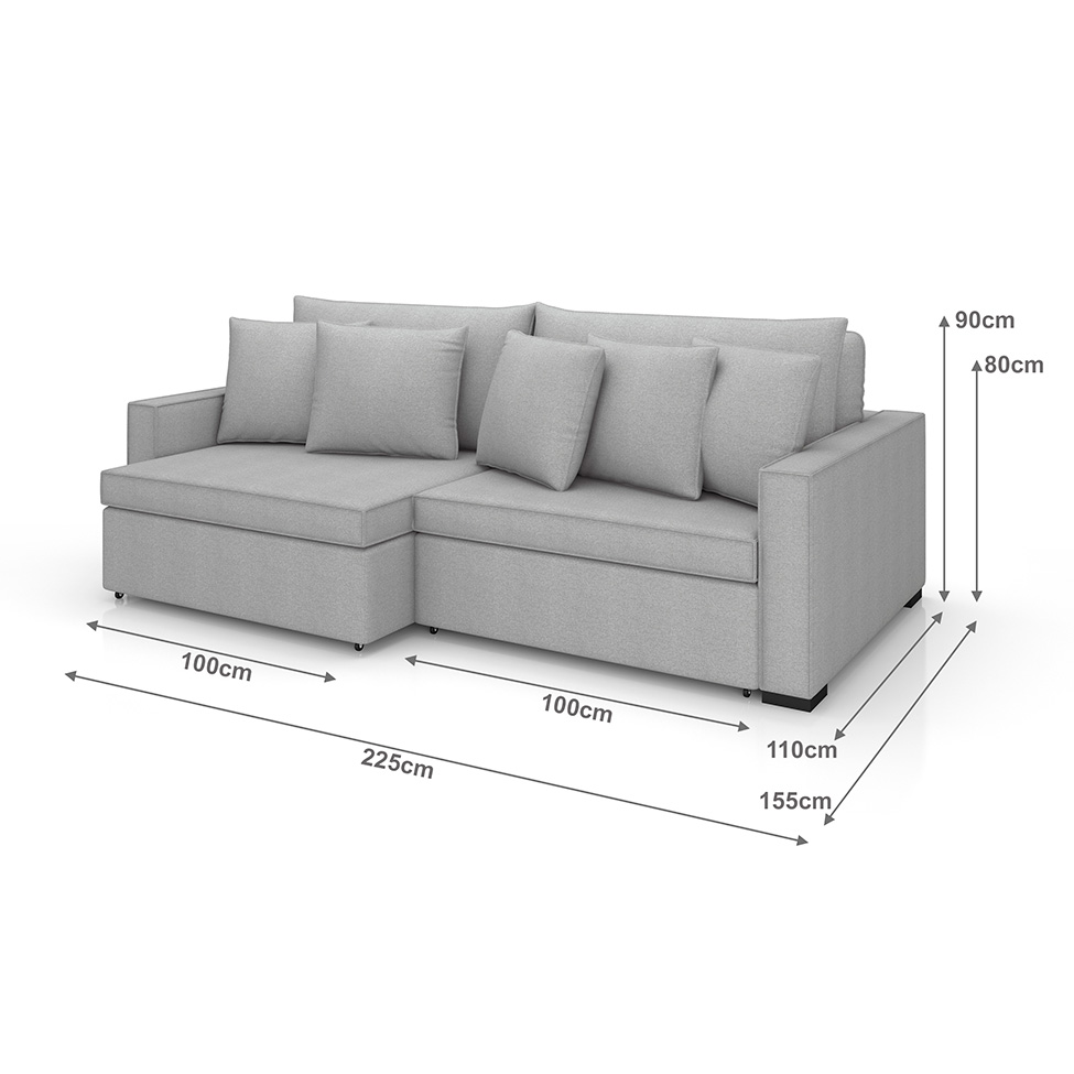 Sofá 3 Lugares Retrátil e Reclinável Rivera Linho Bouclé Cinza 225 cm