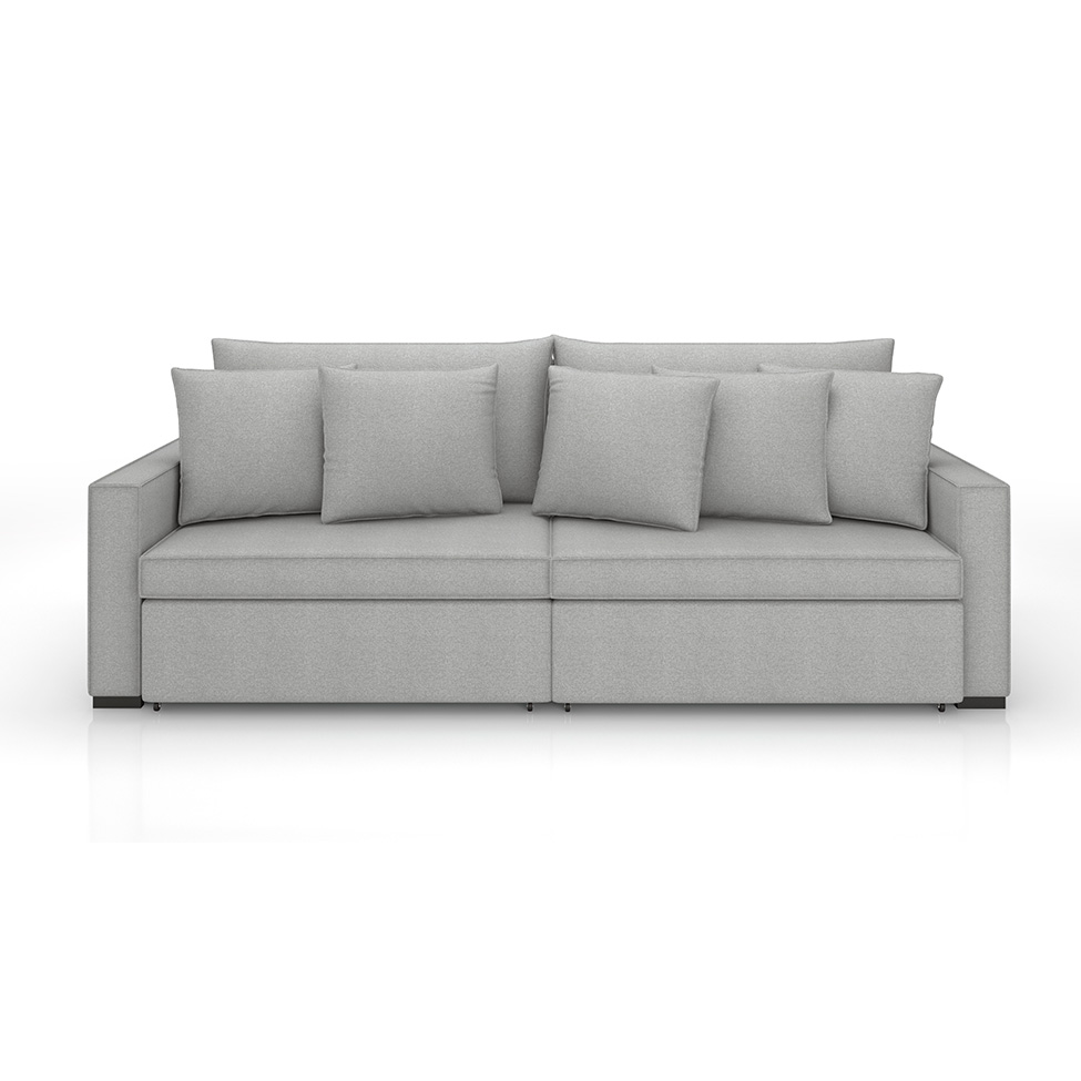 Sofá 3 Lugares Retrátil e Reclinável Rivera Linho Bouclé Cinza 225 cm
