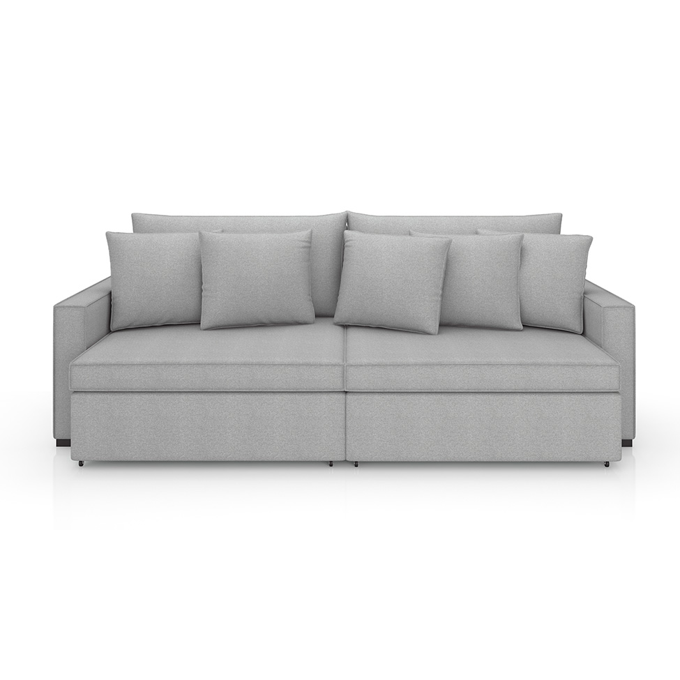 Sofá 3 Lugares Retrátil e Reclinável Rivera Linho Bouclé Cinza 225 cm