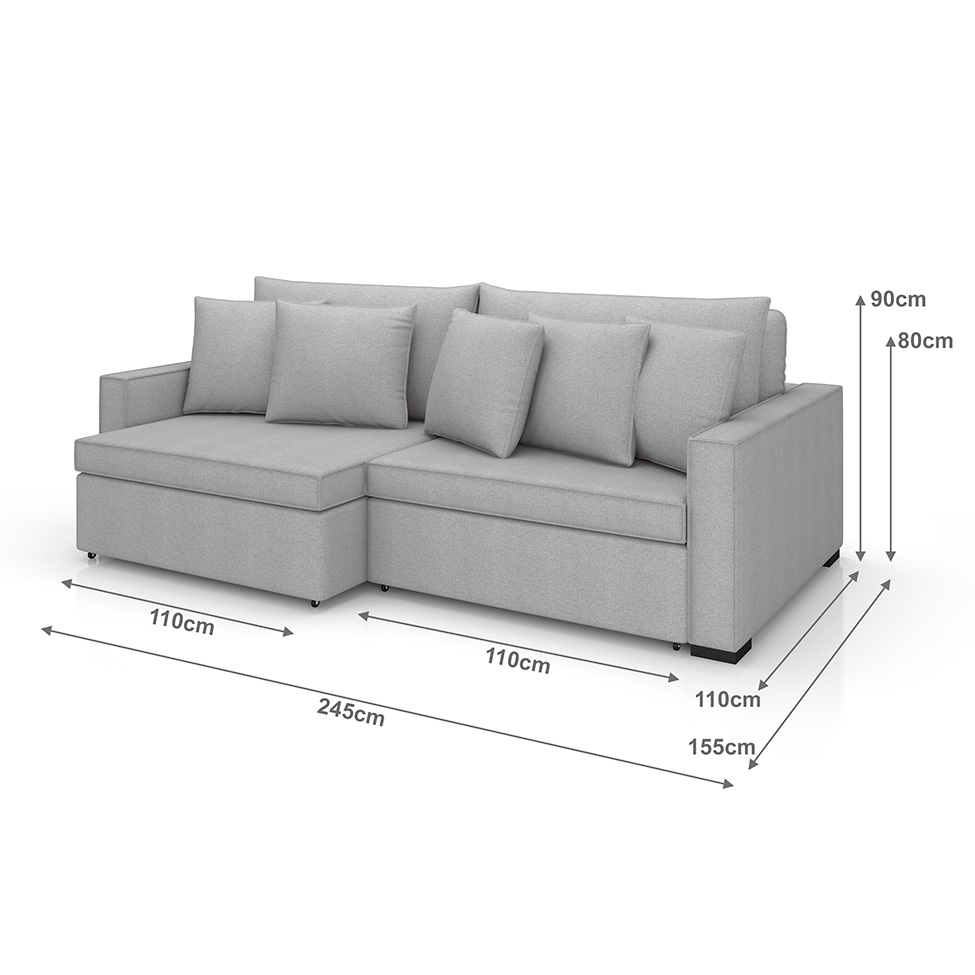 Sofá 3 Lugares Retrátil e Reclinável Rivera Linho Bouclé Cinza 245 cm