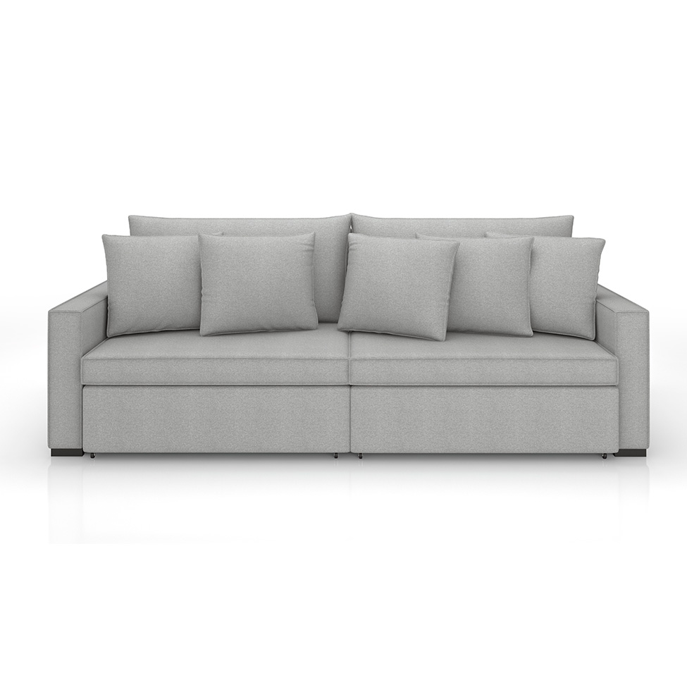 Sofá 3 Lugares Retrátil e Reclinável Rivera Linho Bouclé Cinza 245 cm