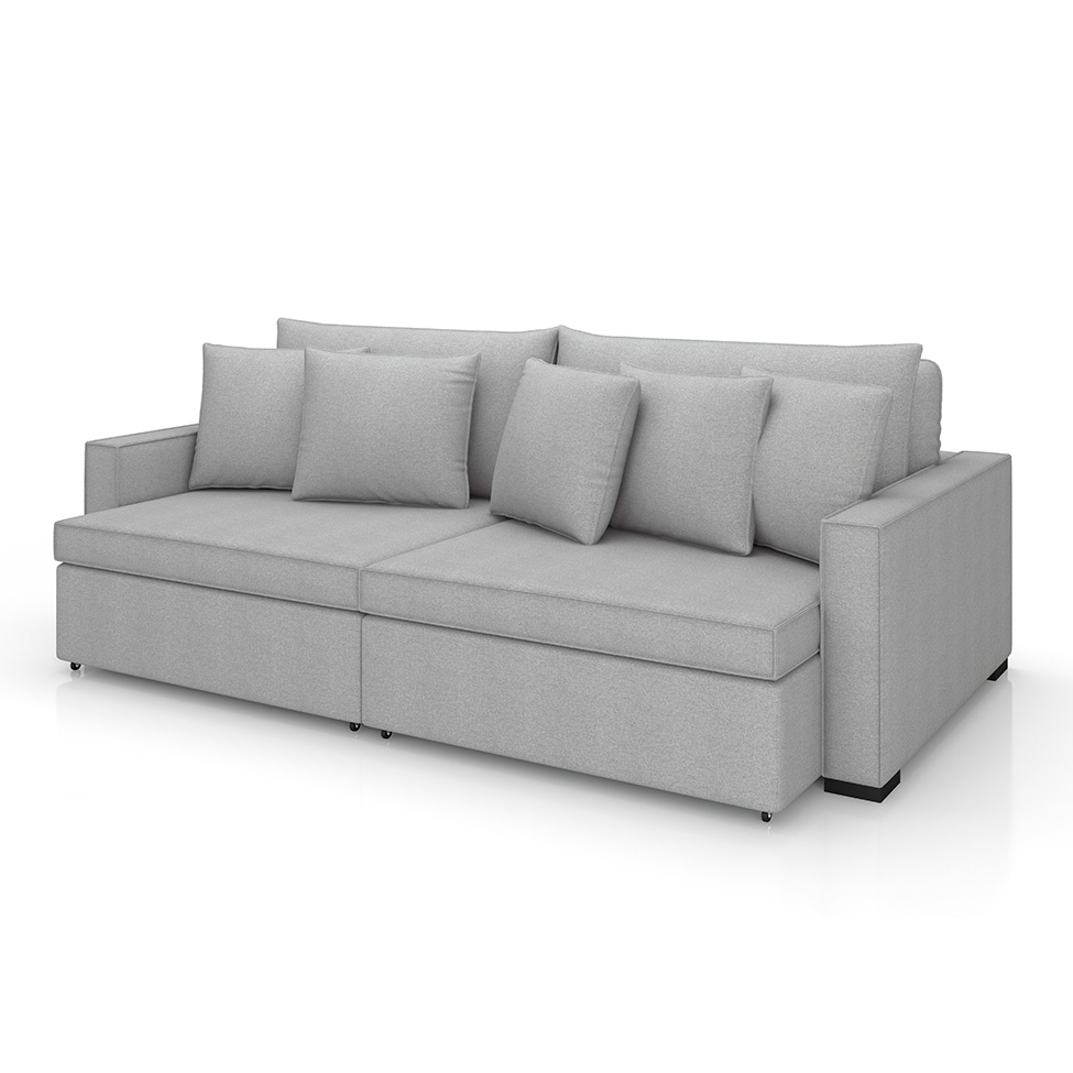 Sofá 3 Lugares Retrátil e Reclinável Rivera Linho Bouclé Cinza 245 cm