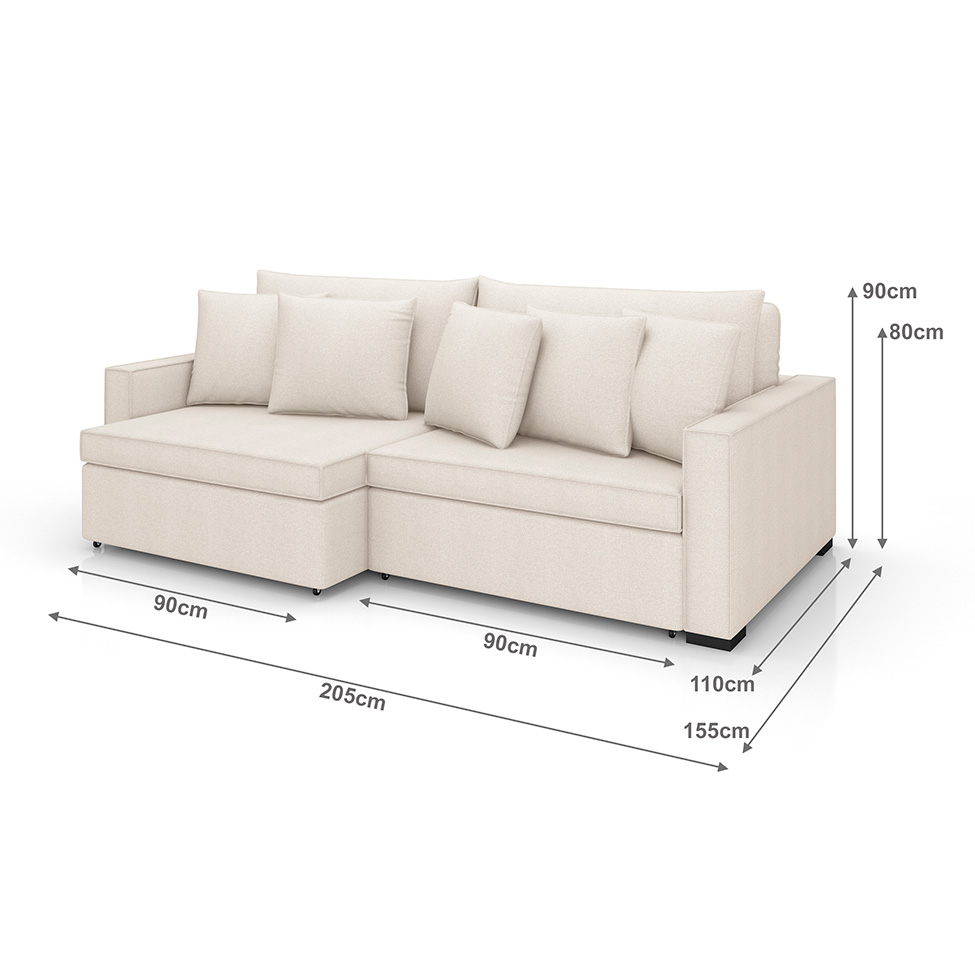 Sofá 3 Lugares Retrátil e Reclinável Rivera Linho Bouclé Cru 205 cm