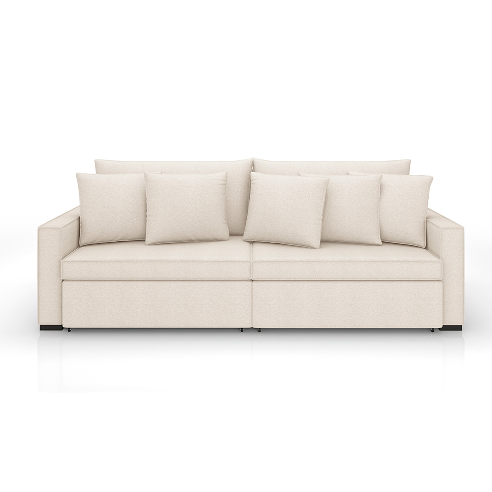 Sofá 3 Lugares Retrátil e Reclinável Rivera Linho Bouclé Cru 225 cm
