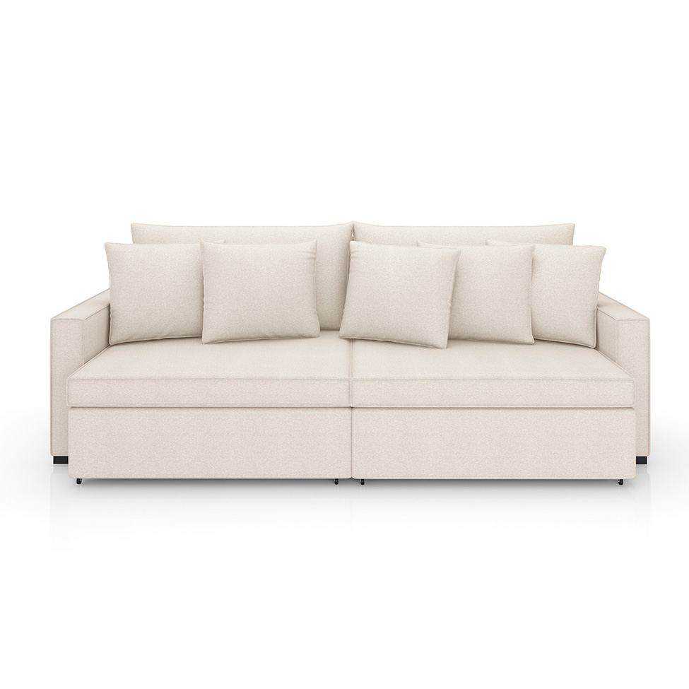 Sofá 3 Lugares Retrátil e Reclinável Rivera Linho Bouclé Cru 225 cm