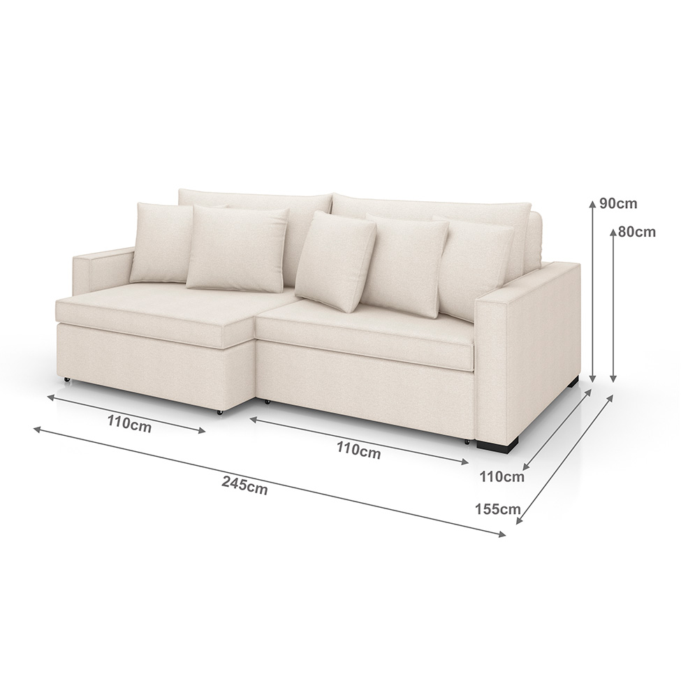 Sofá 3 Lugares Retrátil e Reclinável Rivera Linho Bouclé Cru 245 cm