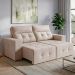 Sofá 3 Lugares Retrátil e Reclinável Roma Veludo Areia 180 cm