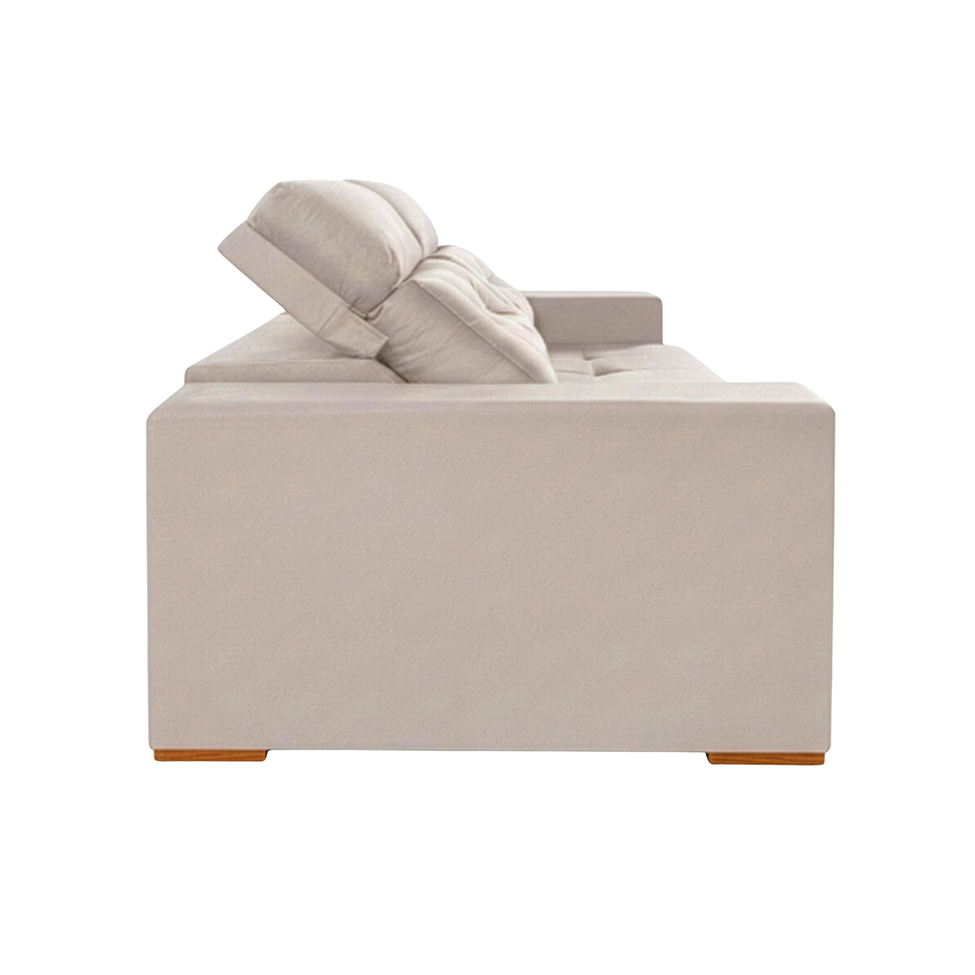 Sofá 3 Lugares Retrátil e Reclinável Roma Veludo Areia 230 cm