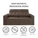 Sofá 3 Lugares Retrátil e Reclinável Roma Veludo Marrom 230 cm