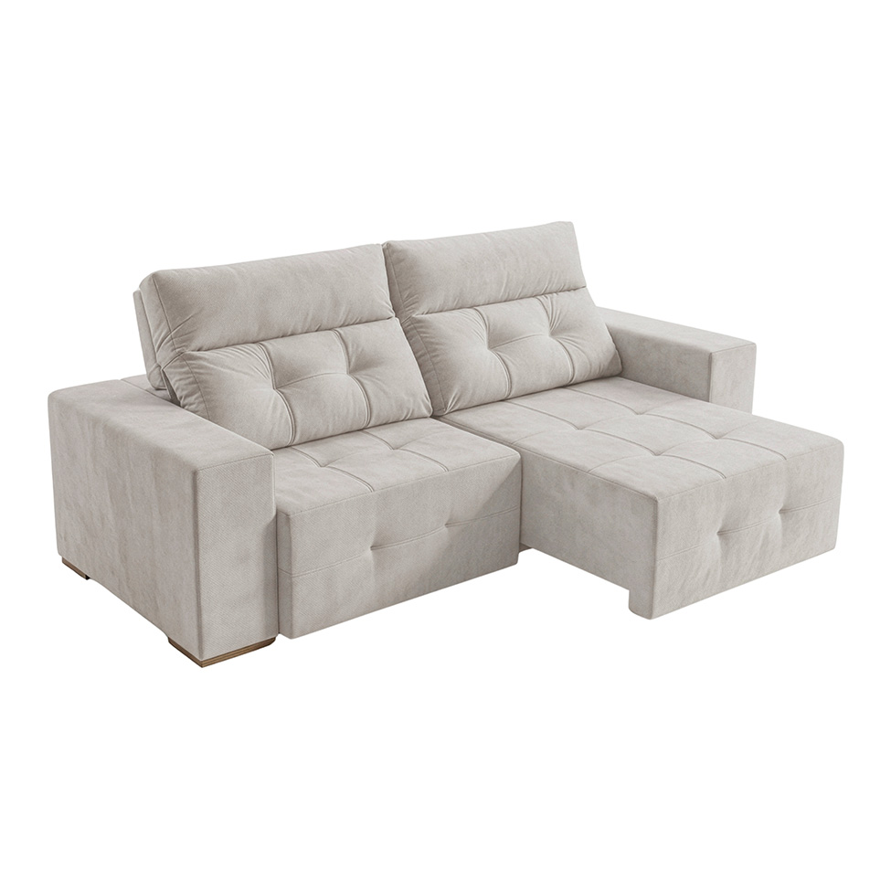 Sofá 3 Lugares Retrátil e Reclinável Roma Veludo Prata 180 cm