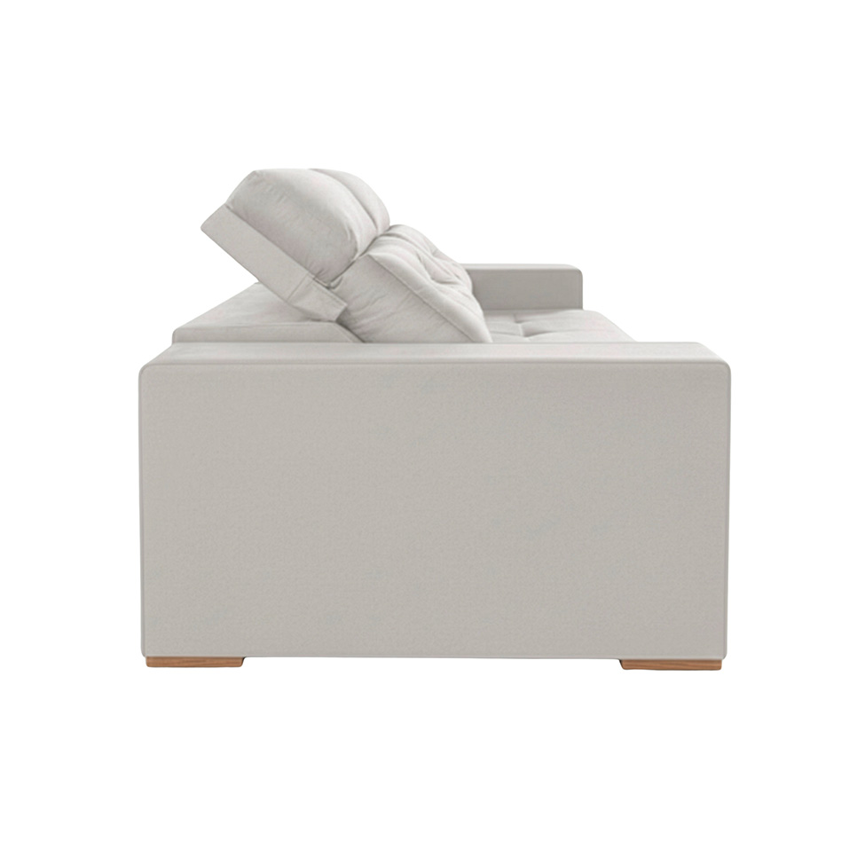 Sofá 3 Lugares Retrátil e Reclinável Roma Veludo Prata 210 cm