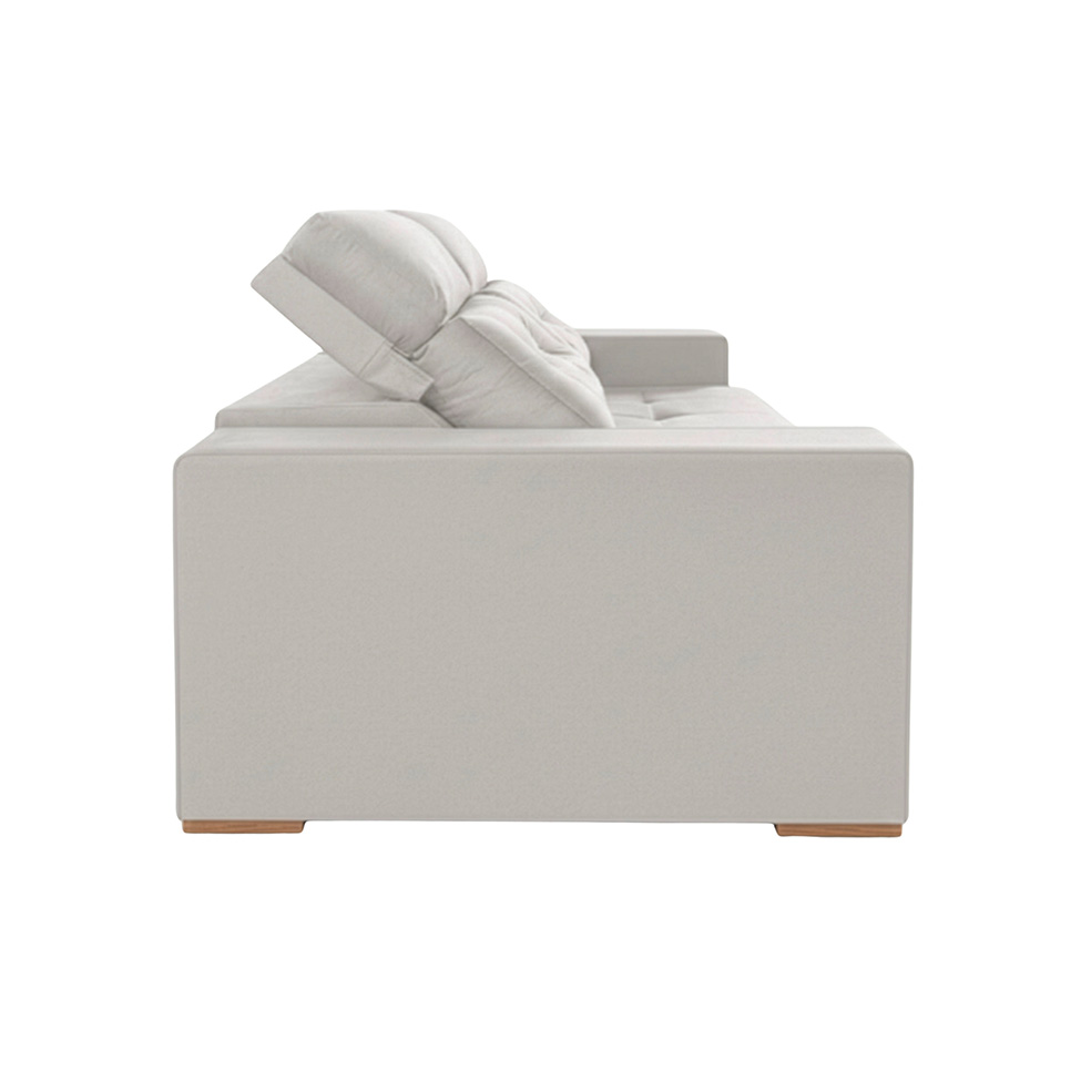 Sofá 3 Lugares Retrátil e Reclinável Roma Veludo Prata 230 cm