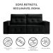 Sofá 3 Lugares Retrátil e Reclinável Roma Veludo Preto 180 cm