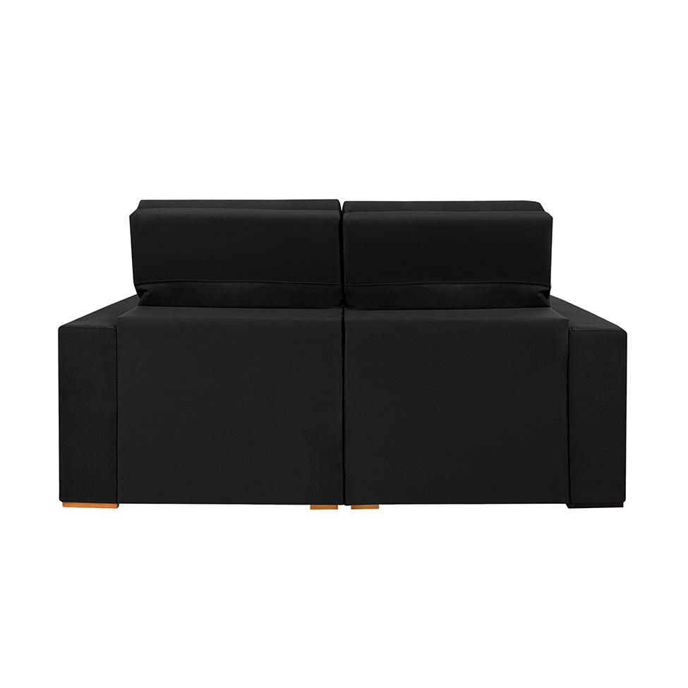 Sofá 3 Lugares Retrátil e Reclinável Roma Veludo Preto 180 cm
