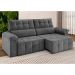 Sofá 3 Lugares Retrátil e Reclinável Santorini Veludo Cinza 220 cm