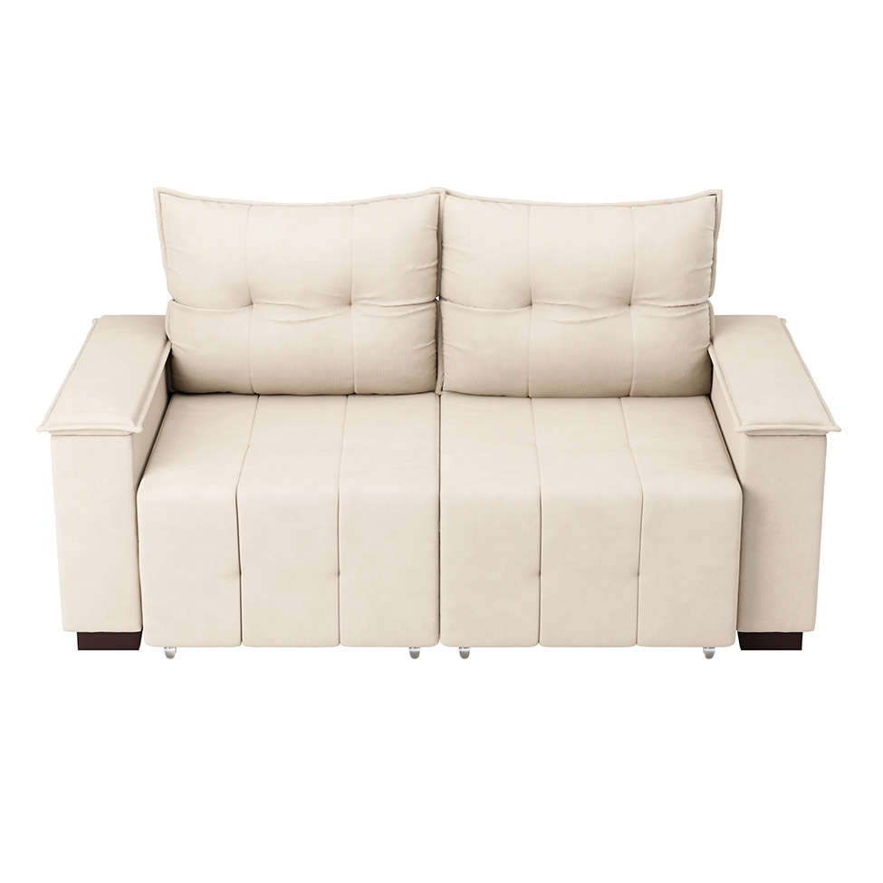 Sofá 3 Lugares Retrátil e Reclinável Slim Suede Bege