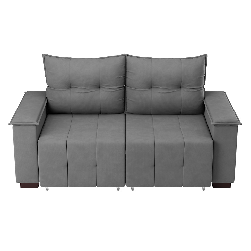 Sofá 3 Lugares Retrátil e Reclinável Slim Suede Cinza