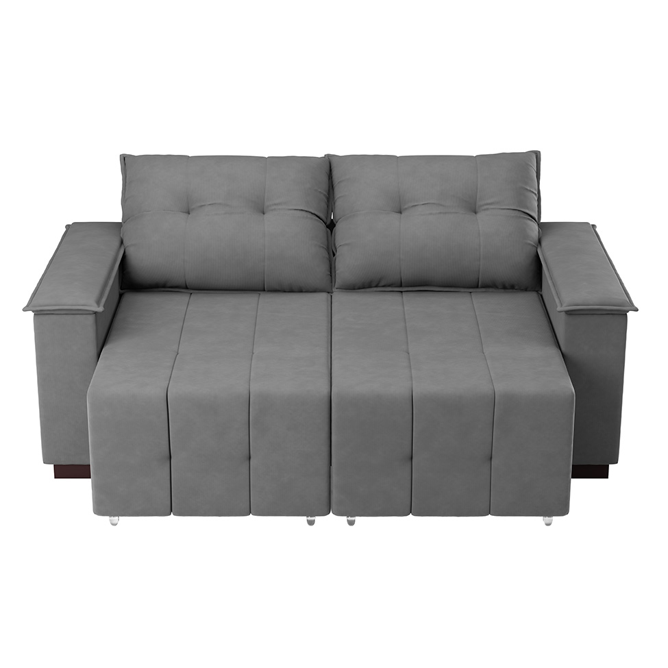 Sofá 3 Lugares Retrátil e Reclinável Slim Suede Cinza