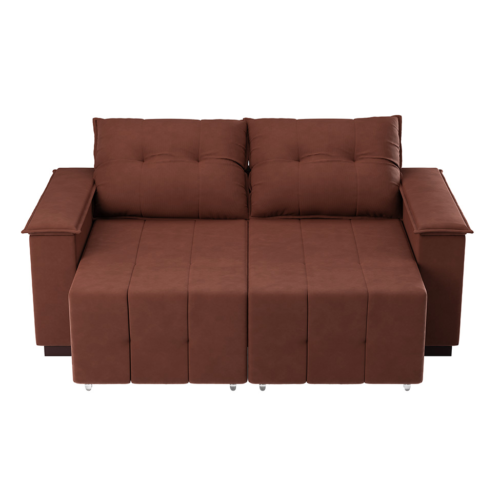 Sofá 3 Lugares Retrátil e Reclinável Slim Suede Marrom